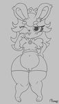  2017 anthro blush breasts clothing digital_media_(artwork) female fuwuart hair lagomorph looking_at_viewer mammal nintendo nipples pussy rabbid_peach rabbit short_stack smile solo tongue video_games 