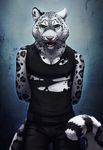  anthro clothed clothing feline fuckie fur green_eyes leopard looking_at_viewer male mammal open_mouth pink_nose snow_leopard solo spots spotted_fur teeth tongue whiskers white_fur 