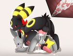  anal anal_penetration animal_genitalia animal_penis balls blush clothing cum cum_in_ass cum_inside cum_on_balls cum_on_ground cum_while_penetrated cumshot duo eevee eeveelution ejaculation erection fangs feral feral_on_feral hybrid internal km-15 knot luxray male male/male male_penetrating neckerchief nintendo open_mouth orgasm penetration penis pok&eacute;mon sex shiny_pok&eacute;mon simple_background tongue tongue_out umbreon video_games 