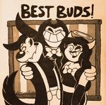 2017 alice_angel anthro bendy bendy_and_the_ink_machine black_body black_fur boris bow_tie canine clothing demon female fur gloves male mammal oddlydelirious text wolf 