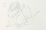 4_fingers 4_toes cute deej dragon dragonstache feral fin fluffy head_fin membranous_wings multi_eye quas_naart sitting sketch smile solo toes traditional_media_(artwork) wings 