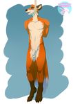  2016 4_toes anthro asphyxiation balls barefoot big_tail biped blue_background bound brown_claws brown_eyes brown_fur brown_nose canine claws countershade_face countershade_torso countershading death digital_media_(artwork) dipstick_tail ears_back flaccid fox front_view fur glans hands_behind_back hanged head_tuft humanoid_penis long_tail male mammal markings multicolored_tail noose nude open_mouth orange_fur orange_tail penis pink_tongue rope simple_background snout snuff socks_(marking) solo thewhitefalcon toe_claws toes tongue tongue_out two_tone_tail watermark white_balls white_countershading white_fur white_penis white_tail 