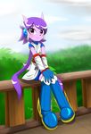  2017 anthro aquatic_dragon blush boots clothed clothing dragon female footwear freedom_planet freedom_planet_2 gloves hair hybrid kenjikanzaki05 mammal purple_hair sash_lilac sitting solo video_games 