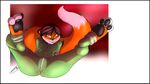  2016 anthro black_nose breasts brown_hair clothed clothing female fur hair jessi_(markis) mammal markis orange_fur oti&#039;qkhit solo spread_legs spreading yellow_eyes zachseligson 