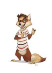  2017 anthro bottomless clothed clothing digital_media_(artwork) fur furrybob hat male mammal raccoon simple_background solo white_background 