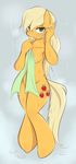  2012 anthro anthrofied applejack_(mlp) balooga breasts cutie_mark earth_pony equine female friendship_is_magic hi_res horse looking_at_viewer mammal my_little_pony nipples pony signature solo towel water wet 