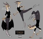  alternate_species amputee antelope anthro antlers clothed clothing crossover disney english_text eyelashes female fully_clothed gazelle gazelle_(kingsman) horn japanese_text kick kingsman_the_secret_service mammal open_mouth rikuta solo text translation_request zootopia 