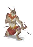  5_fingers anthro arrow bow_(weapon) clothed clothing digital_media_(artwork) feline fur furrybob lynx male mammal ranged_weapon simple_background solo weapon 