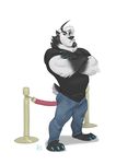  2017 anthro bear biceps clothed clothing digital_media_(artwork) facial_hair fur furrybob male mammal panda simple_background solo standing white_background 