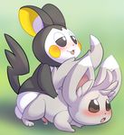  anal anal_penetration blush cinccino duo emolga feral feral_on_feral gradient_background green_background half-closed_eyes male male/male nintendo obscurabuns penetration penis pok&eacute;mon precum precum_on_ground simple_background video_games 