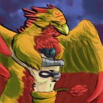  anthro anthro_on_feral avian bestiality digital_media_(artwork) duo feathers feral fur gryphon hair hug human human_on_feral infinite interspecies male male/male mammal nude redvernal redvernal_(character) rift_(wolfywetfurr) size_difference 