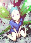  aqua_hair bug butterfly eureka eureka_seven eureka_seven_(series) flower hair_flower hair_ornament insect kemu_(guruguru_dan) purple_eyes short_hair socks solo wings 