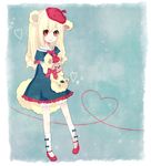  animal_ears bad_id bad_pixiv_id bear_ears beret blonde_hair bloomers blush bow brown_eyes dress hana0v0 hat heart holding long_hair original shoes socks solo stuffed_animal stuffed_toy tail teddy_bear underwear 