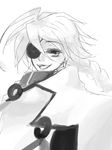  ahoge blazblue braid eyepatch greyscale long_hair monochrome nu-13 sketch solo tegaki 