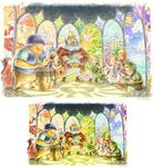  4boys aryll beak closed_eyes cocura crown daphnes_nohansen_hyrule drum goron harp hat highres instrument king link md5_mismatch medli multiple_boys multiple_girls ocarina open_mouth rainbow_order smile stained_glass tan tetra the_legend_of_zelda the_legend_of_zelda:_the_wind_waker tingle toon_link triforce wand window xylophone 