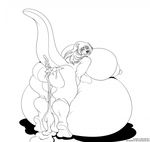  after_sex anthro big_breasts breasts cum cum_in_ass cum_inflation cum_inside cum_leaking deonwolf female greyscale huge_breasts hyper hyper_breasts hyper_inflation inflation looking_back mammal monochrome mustelid nipples nude otter smile solo thick_thighs tongue tongue_out 