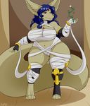  anthro big_breasts big_tail blue_hair breasts canine capcom clothed clothing cosplay female fennec fox hair isis_(nightfaux) long_ears mammal menat_(street_fighter) nightfaux red_eyes skimpy solo standing street_fighter thick_thighs video_games voluptuous wide_hips wrappings 
