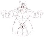  anthro balls big_balls canine daigo daigo_(character) erection first_person_view huge_balls humanoid_penis hyper hyper_balls hyper_penis male mammal muscular muscular_male nipples penis penis_towards_viewer smile solo submissive submissive_pov uncut vein veiny_penis 