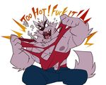  2017 anthro biceps canine clothed clothing fur male mammal muscular muscular_male nipples pecs reaction_image solo takemoto_arashi wolf 