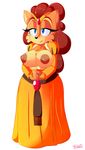  2017 alicia_acorn anthro areola big_breasts blue_eyes breasts chipmunk erect_nipples exposed_breasts female hair hi_res mammal mature_female miss_moosie nipples red_hair rodent smile solo sonic_(series) 