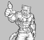  2017 abs anthro biceps cheetah clothing feline fur hi_res male mammal muscular muscular_male pecs shorts tattoo wolfmalro 