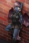  amber_eyes anthro bat_pony bat_wings boots clothing d-lowell equine fan_character female fishnet fishnet_legwear footwear leaning legwear looking_at_viewer mammal membranous_wings my_little_pony slit_pupils solo stockings tongue tongue_out ventress wall_(disambiguation) wings 