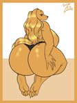  2017 4_toes 5_fingers anthro bedroom_eyes big_breasts big_butt biped black_nose border breasts brown_background brown_body brown_border brown_claws brown_eyes brown_hair brown_nipples brown_tail brown_theme bubble_butt butt canine claws clothed clothing digital_drawing_(artwork) digital_media_(artwork) dog dogmom female foot_focus hair half-closed_eyes hand_on_butt hi_res huge_breasts huge_butt humanoid_hands kneeling long_hair long_tail looking_at_viewer looking_back mammal nipples overweight overweight_female panties presenting presenting_hindquarters rear_view saluki seductive simple_background sitting smile solo thick_thighs toe_claws toes topless underwear white_background zeromccall 