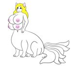  6_tails arctic_fox big_breasts blonde_hair breasts canine female fox hair huge_breasts ksenia mammal multi_breast multi_tail navel nipple_bulge nipples taur thick_thighs vixenmagda wide_hips 