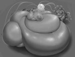  2016 absurd_res anthro anthrofied areola belly big_belly breasts changeling duo equine female friendship_is_magic greyscale hair hi_res holding_breast horn hyper hyper_belly mammal monochrome morbidly_obese my_little_pony nipples nude obese overweight princess_luna_(mlp) queen_chrysalis_(mlp) sirmasterdufel unicorn 