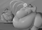  &lt;3 2016 absurd_res anthro anthrofied areola belly big_belly breasts changeling duo equine female friendship_is_magic greyscale hair hi_res horn hyper hyper_belly mammal monochrome morbidly_obese my_little_pony nipples nude obese overweight princess_luna_(mlp) queen_chrysalis_(mlp) sirmasterdufel standing unicorn 