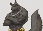  2017 abs anthro biceps black_fur canine flakjacket0204 fur hi_res male mammal muscular muscular_male pecs wolf 