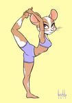  2017 anthro barefot birchly bojack_horseman breasts eyelashes female flexible mammal midriff mouse purple_eyes rodent smile stefani_stilton yoga 