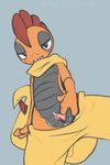  anthro nintendo pok&eacute;mon presenting presenting_pussy pussy scrafty simple_background solo spread_pussy spreading vandalistpikachu video_games 