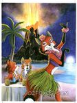  2017 anthro beach black_nose canine cindy_(faux_pas) clothed clothing dusk_(faux_pas) faux_pas fox group looking_back mammal mcarspec midriff moon night open_mouth outside palm_tree randy_(faux_pas) seaside tree volcano 
