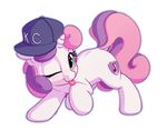  2017 alpha_channel ardail bobdude0 collaboration cub equine female feral friendship_is_magic hair hat horn looking_at_viewer mammal multicolored_hair my_little_pony one_eye_closed pink_hair purple_hair simple_background smile solo sweetie_belle_(mlp) tongue tongue_out transparent_background two_tone_hair unicorn young 