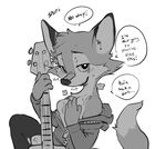  anthro blush breasts breath canine clothing cum cum_on_breasts darma dialogue english_text exposed_breasts female fox greyscale guitar half-closed_eyes hoodie looking_at_viewer mammal monochrome musical_instrument paperclip_(artist) rock_dog smile solo speech_bubble sweat talking_to_viewer text 