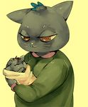  2017 :3 anthro baby bedding blanket blue_hair breasts candy_borowski_(nitw) cat clothing cub cute daughter daww dyed_fur eyelashes eyes_closed family feline female hair heartwarming mae_(nitw) mammal miracle_baby mother mother_and_daughter night_in_the_woods parent pkbunny rag red_hair shirt sweater whiskers young 