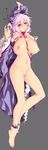  absurdres ankle_cuffs bare_shoulders barefoot breasts collarbone feet floral_print full_body grey_background hair_between_eyes hat highres japanese_clothes kimono large_breasts looking_at_viewer mob_cap navel nipples no_pussy nude ouma_tokiichi pink_eyes pink_hair puffy_nipples ribbon_trim saigyouji_yuyuko sash simple_background smile solo touhou triangular_headpiece veil wide_sleeves 