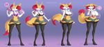  2017 annoyed anthro big_breasts big_ears big_nipples black_fur book bra braixen breast_expansion breasts clothed clothing eyewear female flatcoat frown fur glasses happy huge_breasts magic multicolored_fur nintendo nipples partially_clothed pictographics pink_nipples pok&eacute;mon red_fur sequence shorts simple_background small_breasts smile solo speech_bubble surprise tight_clothing underwear video_games white_fur yellow_fur 