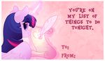  &lt;3 &lt;3_eyes 2017 abstract_background border english_text equine feathered_wings feathers female feral friendship_is_magic glowing hair holidays horn levitation lolepopenon looking_at_viewer looking_back loose_feather magic mammal multicolored_hair my_little_pony quill scroll smile solo suggestive text twilight_sparkle_(mlp) valentine&#039;s_day valentines_day_card white_border winged_unicorn wings 