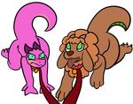  anthro bdsm blush collar duo female fur hair kobold leash simple_background spaffy trout_(artist) 