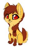  2017 alpha canine chibi cute danmag digital_media_(artwork) feral fluffy fur hair male mammal multicolored_fur polaris1ok red_eyes red_fur red_hair simple_background sitting smile solo tattoo toony tuft two_tone_fur white_background wolf 