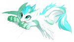  blue_eyes blue_hair claws dragon feathered_wings feathers female feral fur furred_dragon hair hioshiru patch_(ask-patch) paws simple_background smile solo white_background wings 