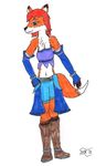  canine clothed clothing female footwear fox looking_at_viewer maia_grant mammal model_sheet racheltheseeker simple_background traditional_media_(artwork) white_background 