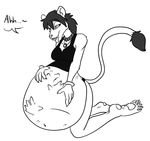  5_fingers 5_toes barefoot belly big_belly bracelet bulge claws clothing digital_media_(artwork) dragga feet feline female humanoid_feet jewelry lion mammal necklace open_mouth oral_vore racheltheseeker simple_background struggling teeth toe_claws toes tongue vore white_background 