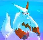  anthro balls blush claws cum cum_on_balls cum_on_penis erection fur long_ears looking_down male masturbation nintendo nude on_ground one_eye_closed open_mouth orgasm penis pok&eacute;mon sharp_claws sitting solo sweat thick_thighs tohfu tongue video_games zangoose 