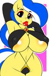  2017 arm_above_head big_breasts breasts cleavage clothed clothing equine fan_character female horse huge_breasts kloudmutt lipstick looking_at_viewer makeup mammal my_little_pony smile solo wide_hips 