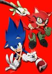  2017 anthro big_head black_nose canine clothing custom_character_(sonic_forces) eyewear fur glasses gloves hedgehog male mammal perocan0903 red_background sharp_teeth simple_background sonic_(series) sonic_forces sonic_the_hedgehog teeth toony video_games wolf 