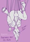  anthro anus balls bdsm big_breasts big_penis bondage bound breasts butt dickgirl digital_media_(artwork) equine horn horse intersex kinktober mammal nipples nude open_mouth penis rope rope_bondage sevenarms simple_background sketch unicorn 