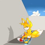  giga_(artist) hoverboard looking_at_viewer male miles_prower sonic_(series) sonic_riders yellow_eyes 